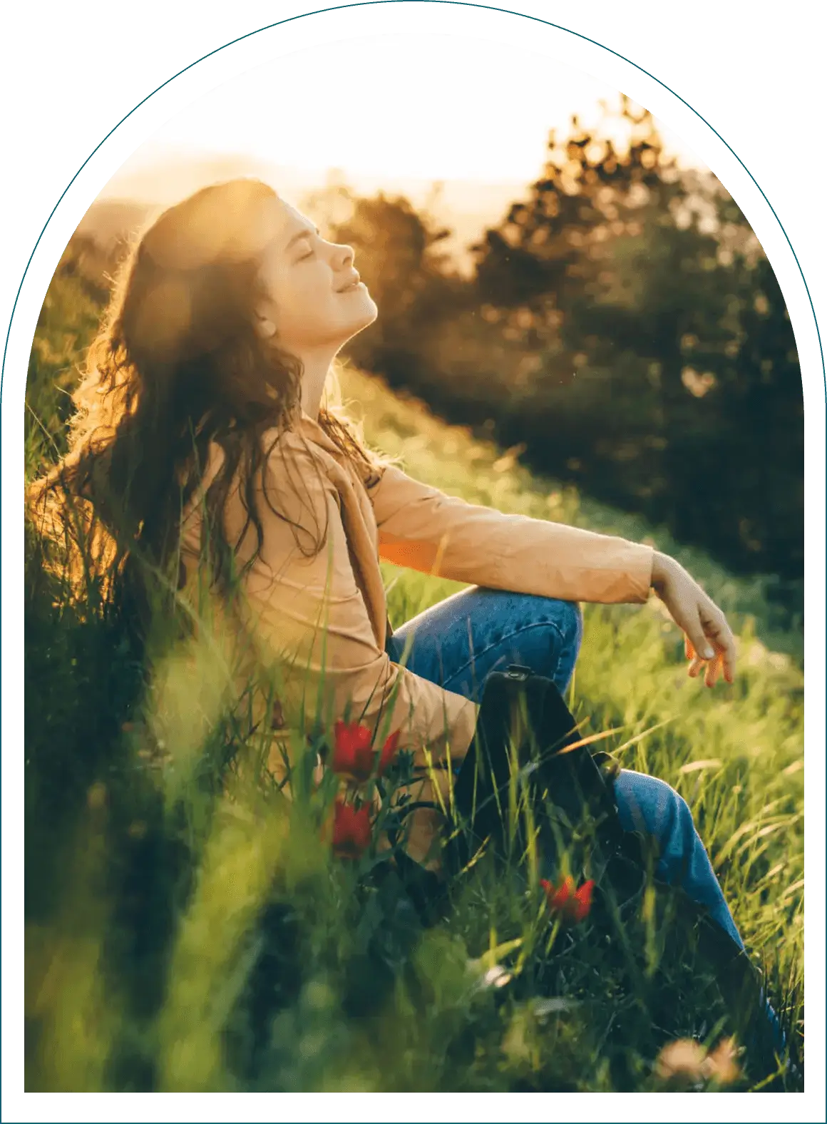 Peaceful moment in nature with sunlight
