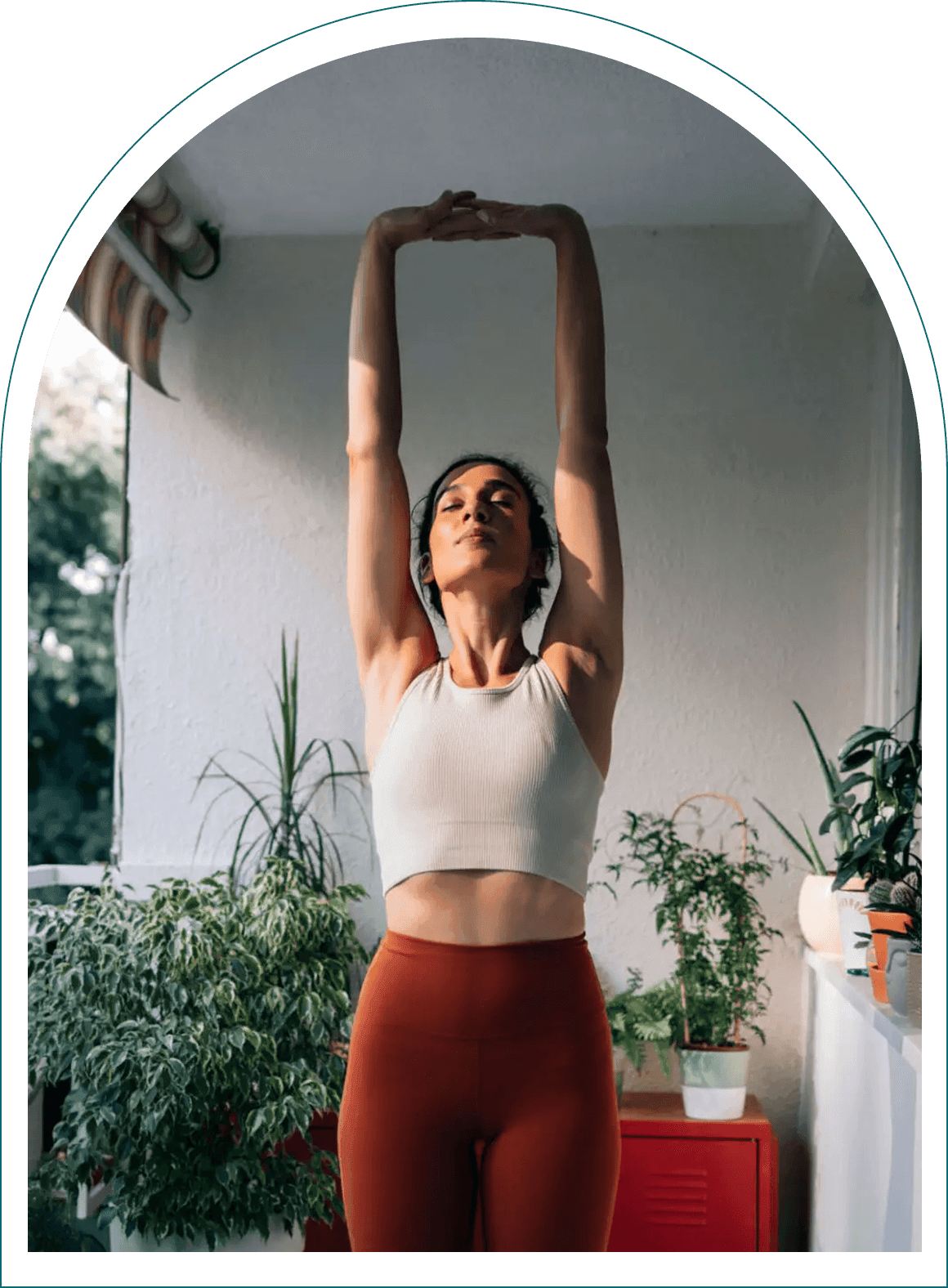 Peaceful stretch in sunlit room