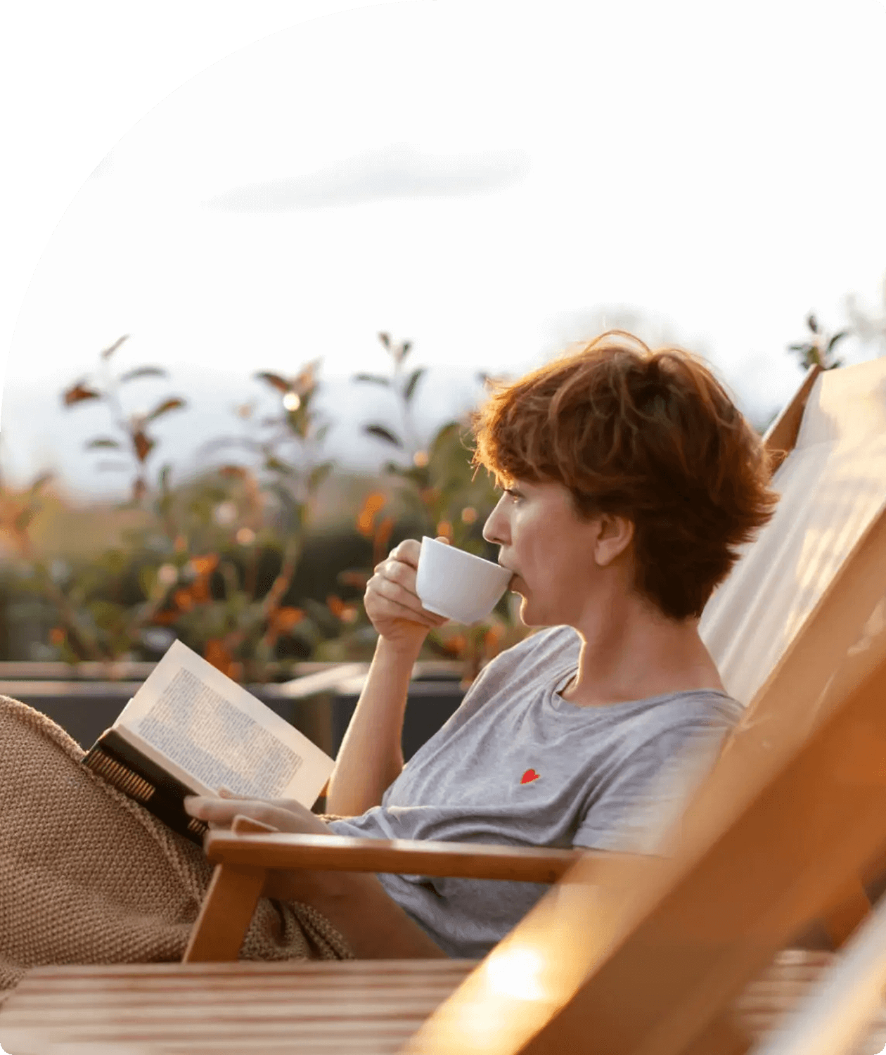 Reading outdoors on a sunny day